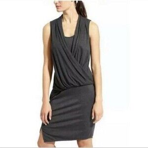Athleta Duet Wrap Surplice Charcoal Dress Size Small